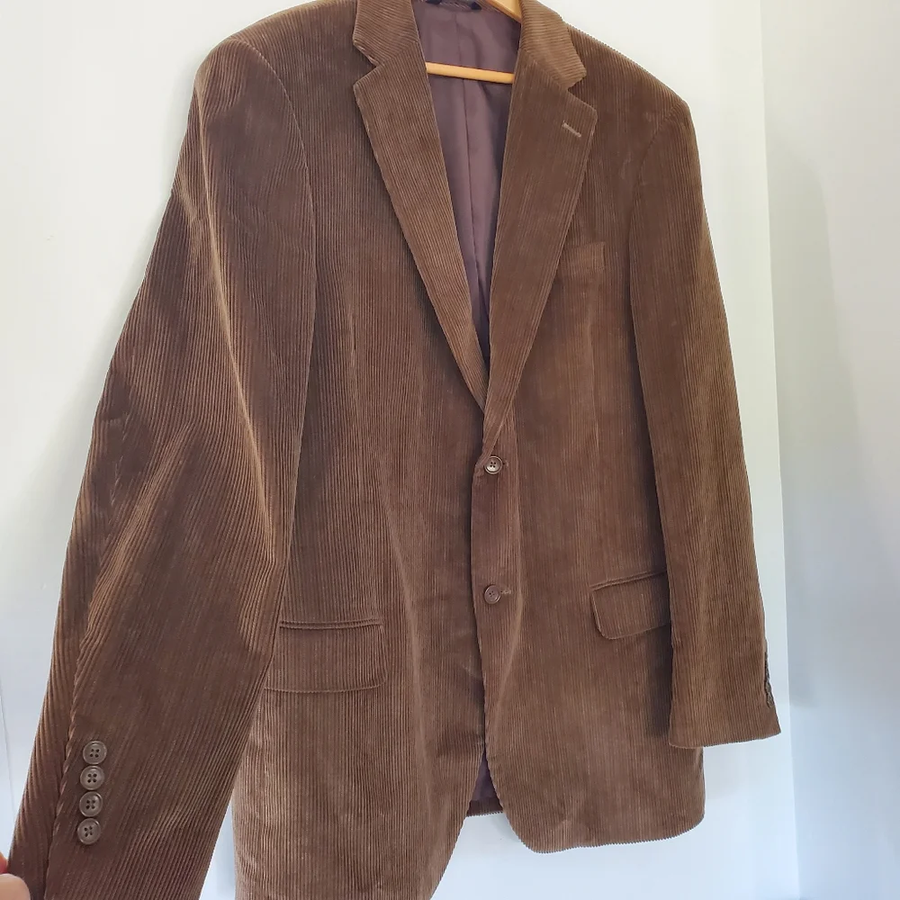 DOCKERS Men 44L Brown Corduroy Sport Coat Jacket Blazer 2 Button Office Casual